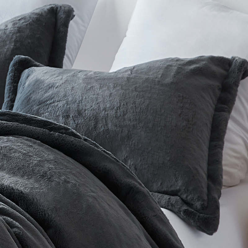 Thick Plush Standard or King Pillow Sham to Match Chunky Bunny Blanket Faded Black
