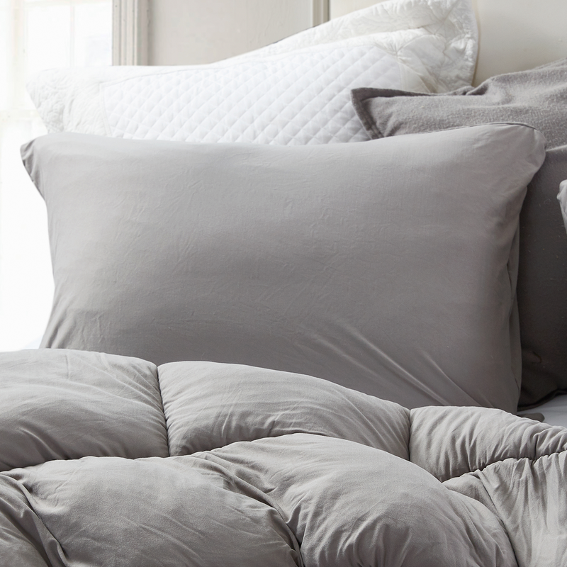 Gray Pillow Sham in Standard/Queen or King Pillow Dimensions