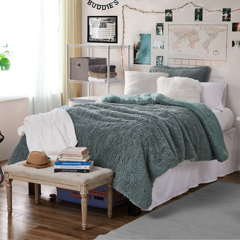 Unique Bedroom Decor Ideas Gray Emerald Green XL Twin, XL Queen, or XL King Comforter Set