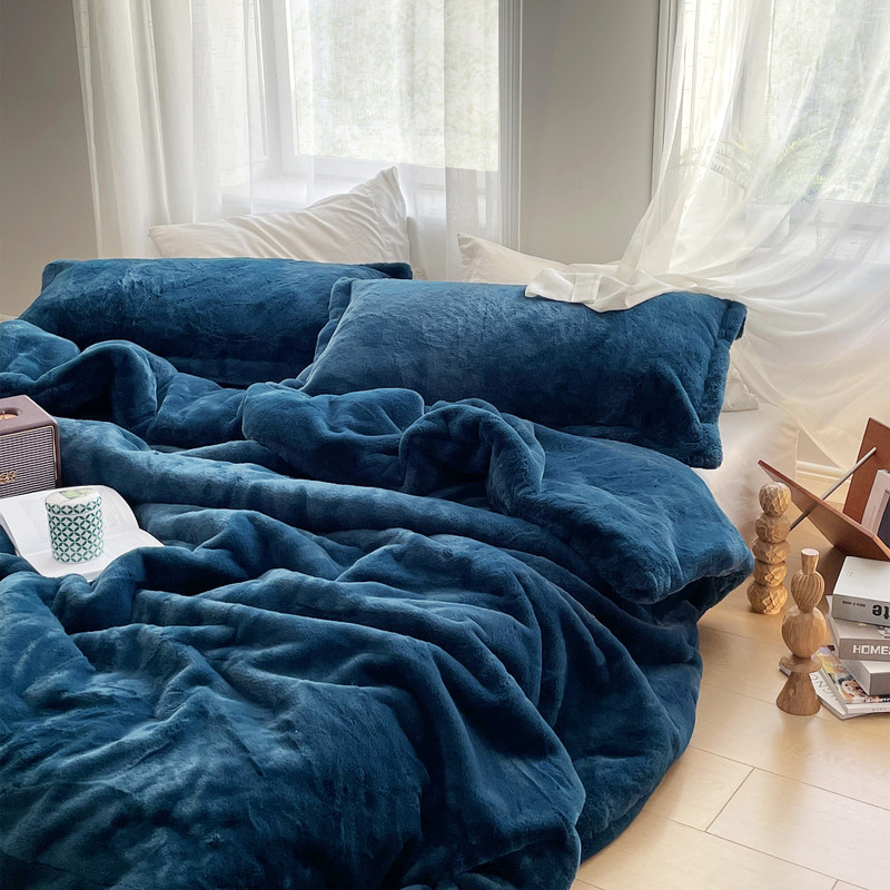 Navy Blue Queen or King Extra Large Plush Comforter Set