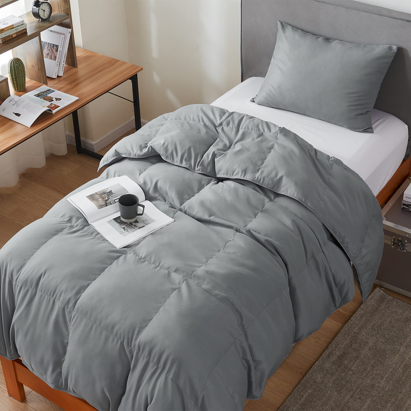 Gray Twin XL, Queen XL, King XL, and Alaskan King XL Comforter Made with Machine Washable Bedding Materials