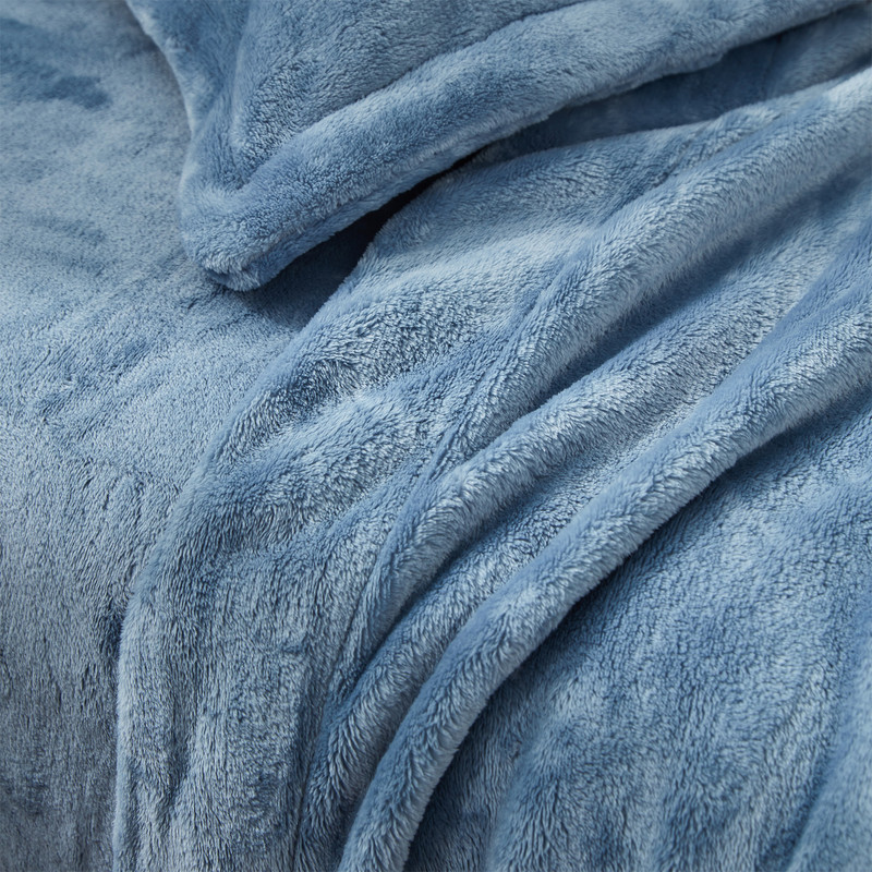 Trendy Smoke Blue Twin XL, Full, Extra Large Full, Queen, and King Sized Coral Fleece Plush Bedding Sheets