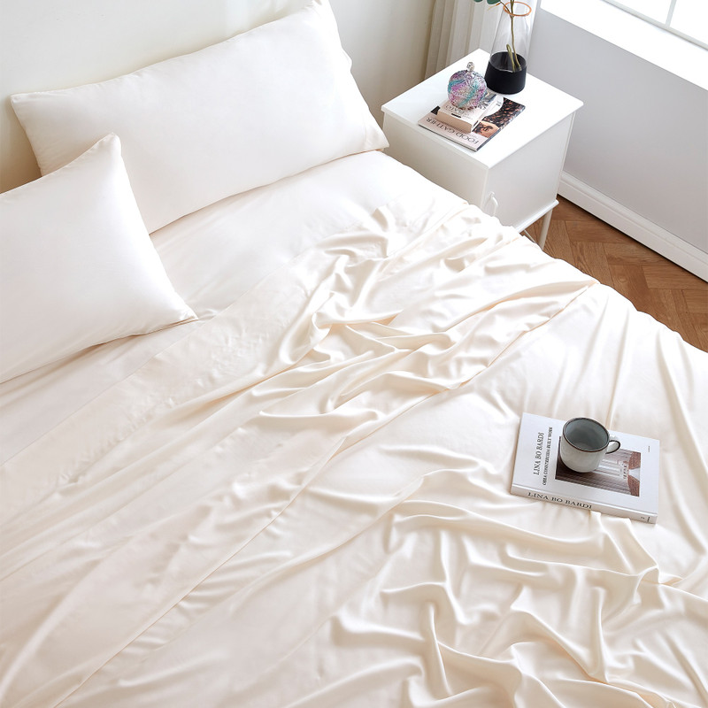 Ivory Twin XL, Full, Queen, King, or Alaskan King Sheets Made with Cooling Bamboo Fabric