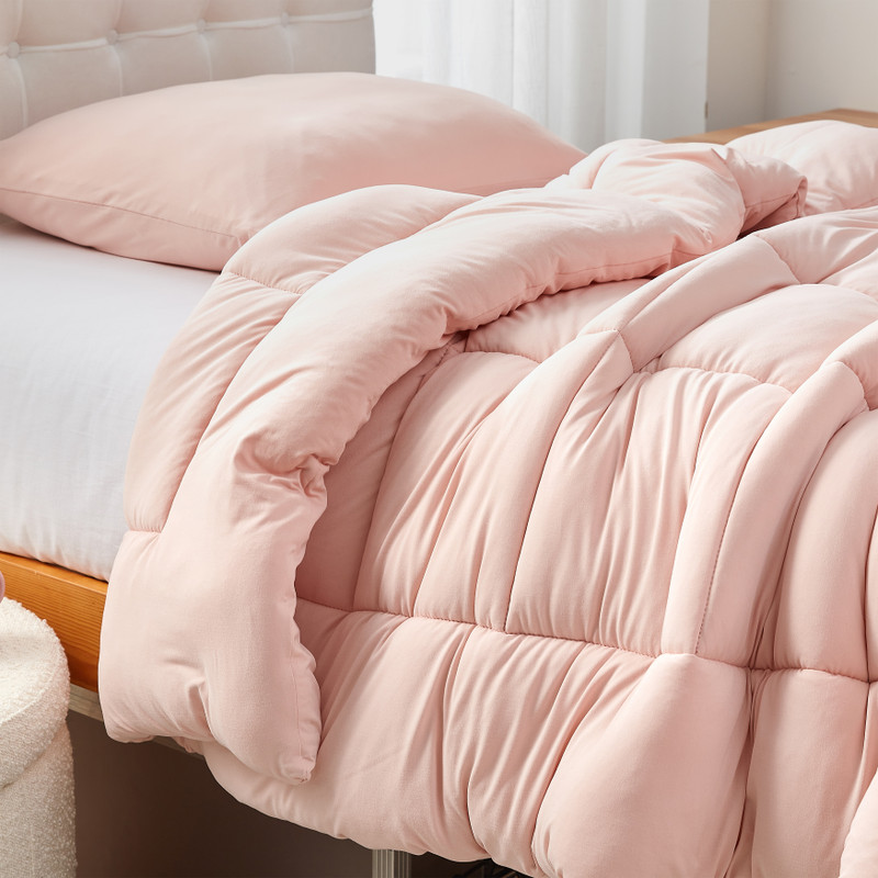 Extra Large Twin, Full, Queen, or King Light Pink Comforter Seasonal Bedding for All Bed Sizes