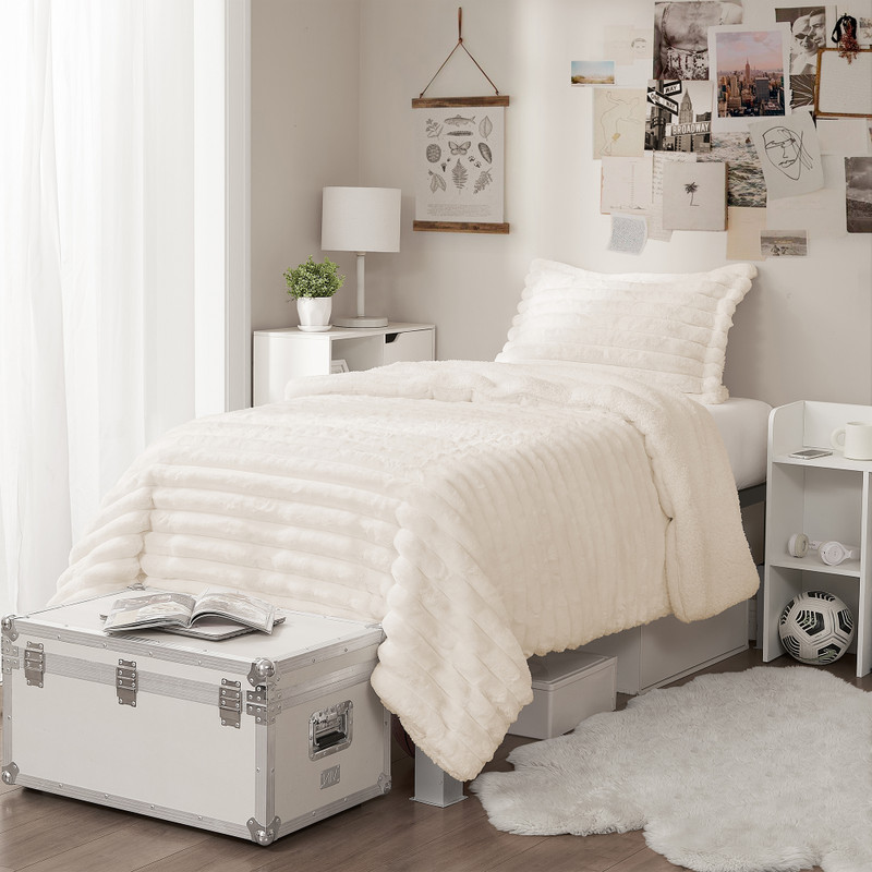 Ivory Twin XL, Queen XL, or King XL Bedding Accessories Textured Plush Comforter from Coma Inducer Luxury Brand Bedding Online Store