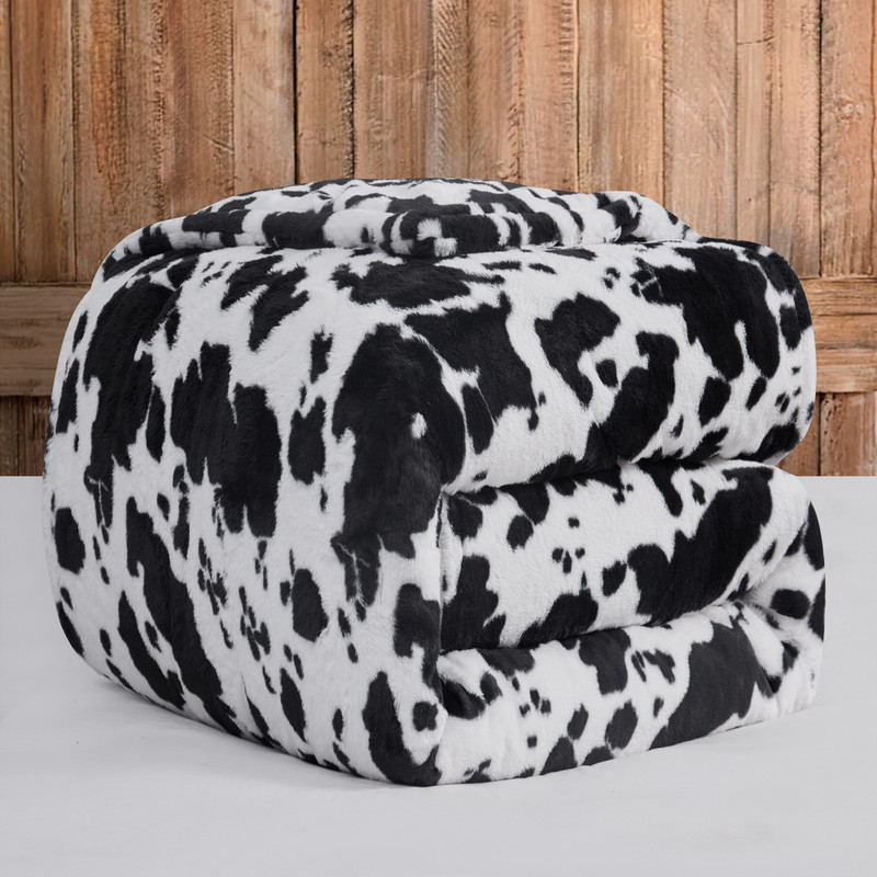Stylish Country Chic Twin, Queen, or King Oversized Comforter Sets Black and White Coma Inducer Blanket with Cow Spot Animal Print Design