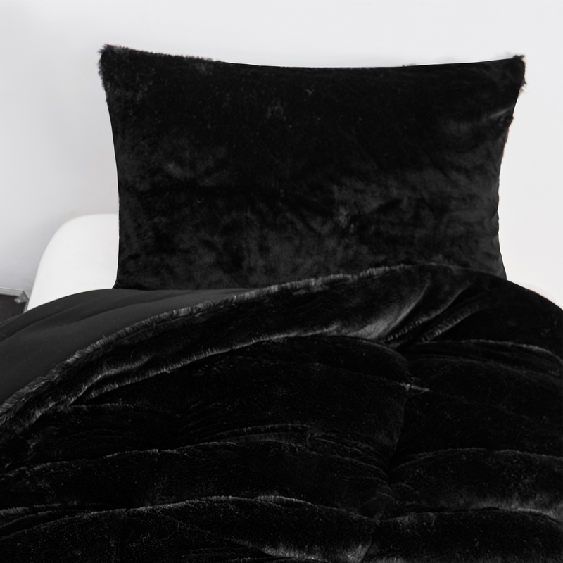 Black Standard or King Pillow Sham Made with Soft and Cozy Plush Bedding Materials