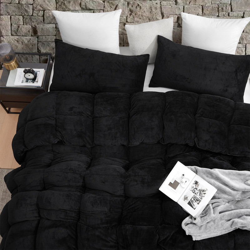 Black Coma Inducer Plush Comforter Made with Extra Thick Inner Fill