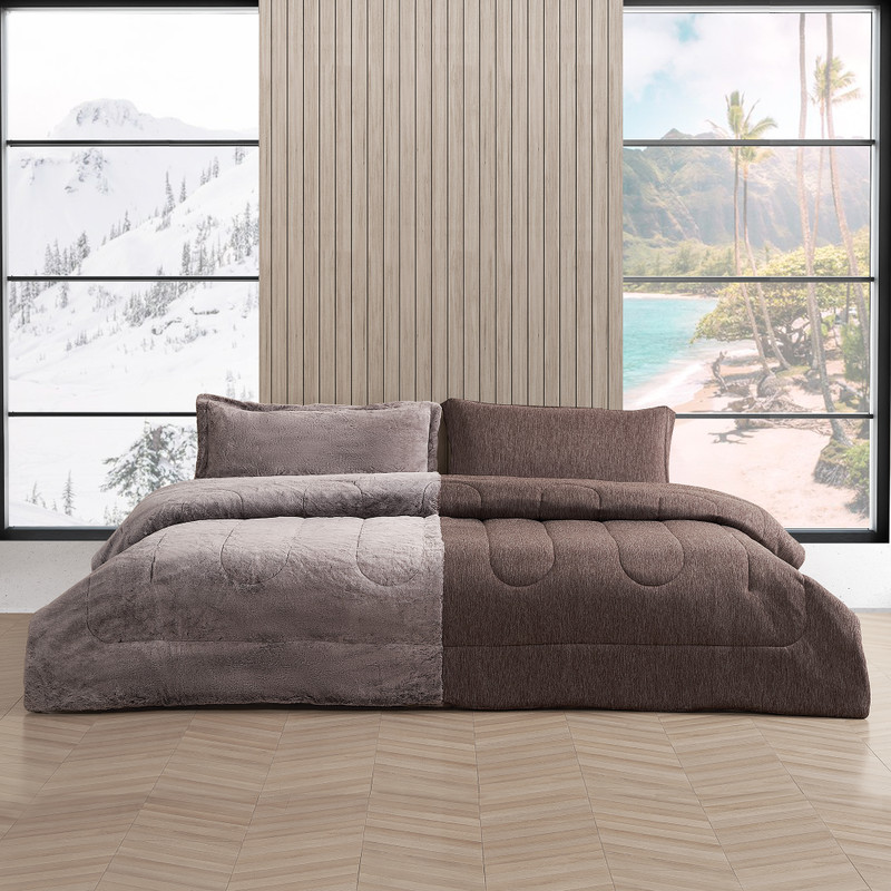 Opposites Attract - Coma Inducer Oversized Comforter - Plush Frosted Chocolate + Cooling Cold Brew