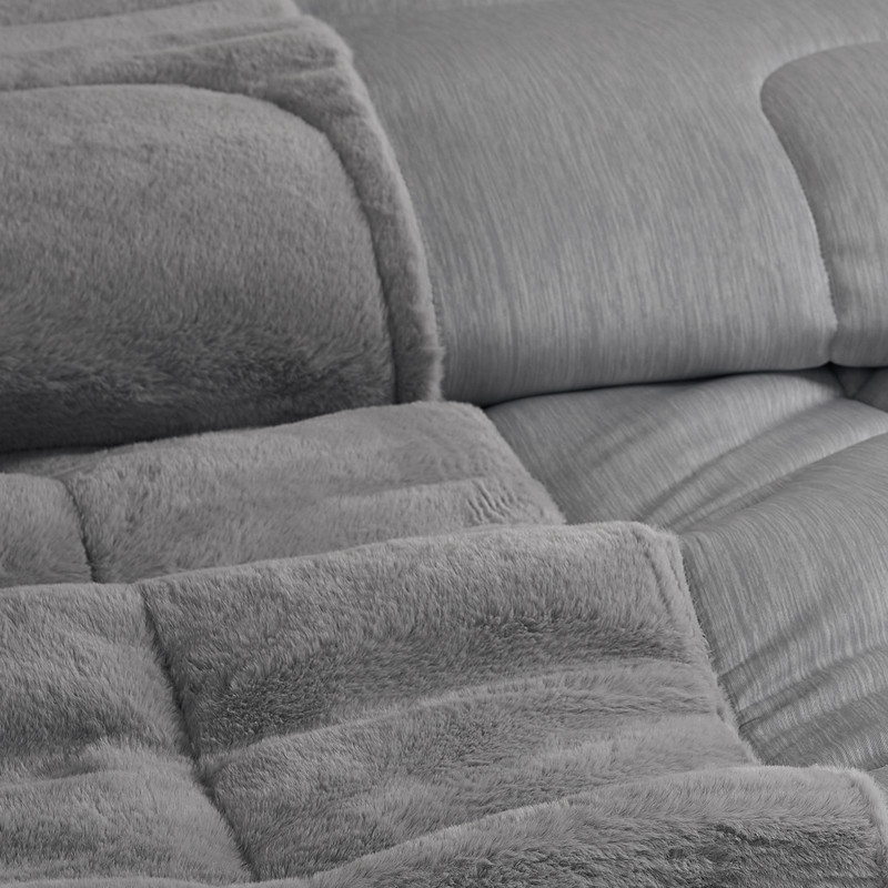 Opposites Attract - Coma Inducer Oversized Comforter - Plush Chartreux Gray + Cooling Silver Gray