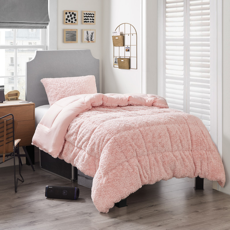 Colorful Twin, Queen, or King Oversized Plush Comforter Baby Pink Plush Bedding for Adults