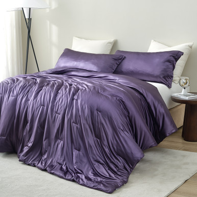 Satin Summer - Coma Inducer® Oversized Comforter Set - Purple Plumeria