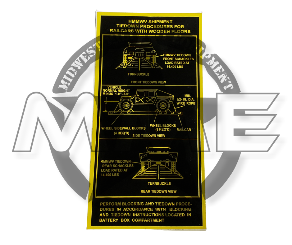 Humvee / HMMWV / H1 Parts - Cab & Body - Cab Interior - Plates and ...