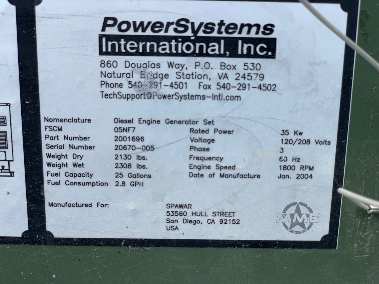 35kw HDT POWER SYSTEMS TACTICAL DIESEL GENERATOR / JOHN DEERE 3 CLY TURBO