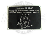 Seat Adjustment Nameplate (Low Back)