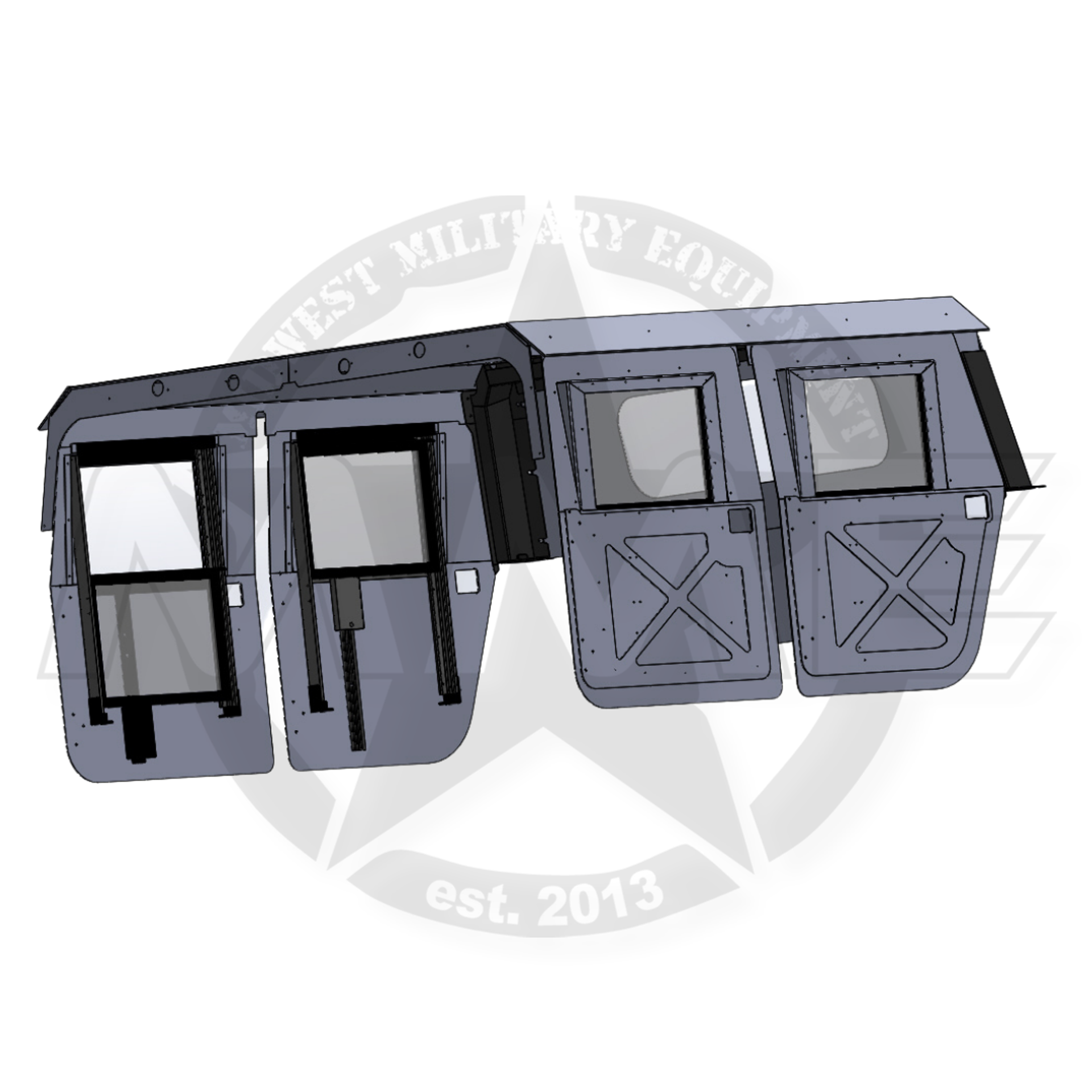 1/8" Aluminum Hard Top & 4 Door Kit With Manual Roll Down Windows for