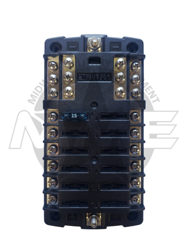 12 Circuit Fuse Block with cover and negative Bus