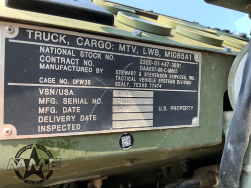 2000 Stewart & Stevenson M1085A1 MTV 6x6 Long Wheel Base Cargo Truck.