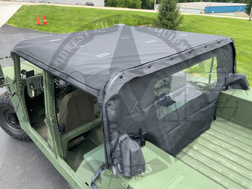 Replacement 4 Man Black Soft Top Kit & Rear Curtain For HMMWV /Humvee