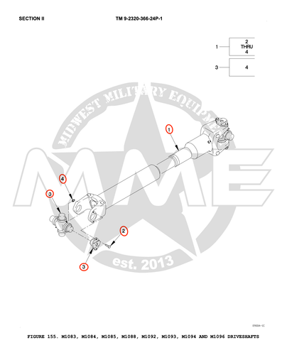 NEW LMTV/MTV/FMTV 5 ton 6X6 REAR Driveshaft