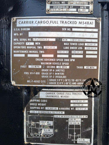 M548A1 Tracked Amphibious Cargo Carrier 6 Ton As Seen On "Diesel Brothers"