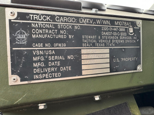 2005 Stewart & Stevenson M1078A1R LMTV 4X4 Cargo Truck (C7 Powered)