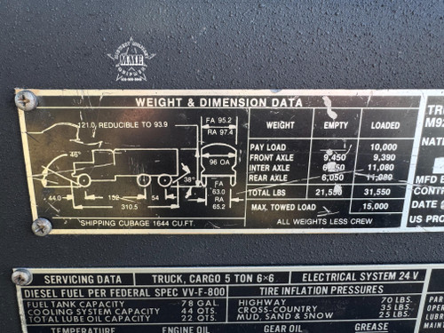 1991 BMY M923A2 5 Ton 6X6 Military Cargo Truck 
