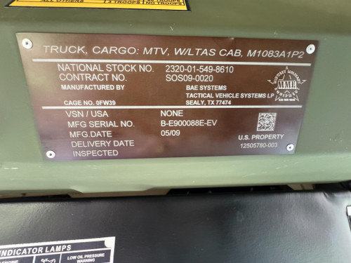 2009 BAE Systems M1083a1 P2 LTAS Armored 6x6 Cargo Truck