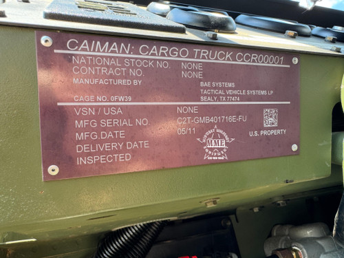 2011 BAE Systems Caiman MTV 6x6  10 Ton Cargo Truck W/ Air Conditioning 