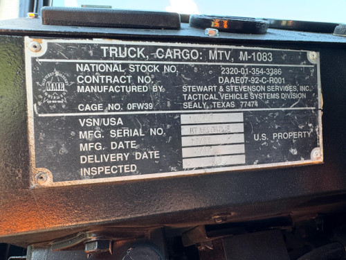 1996 Stewart & Stevenson M1083 MTV 5 Ton 6 X 6 Military Cargo
