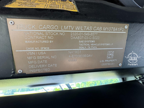 2009 BAE Systems M1078a1 P2 LTAS 4x4 Cargo Truck