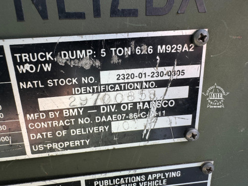 1991 AM General M929A2 5 Ton Military 6x6 Dump Truck
