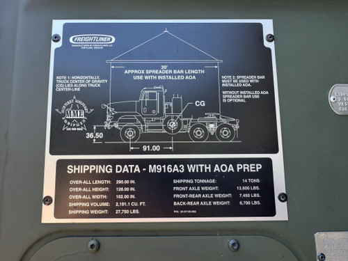 2009 M916A3 Freightliner 6x6 Semi Truck Tractor / 45,000 LB Rear Winch