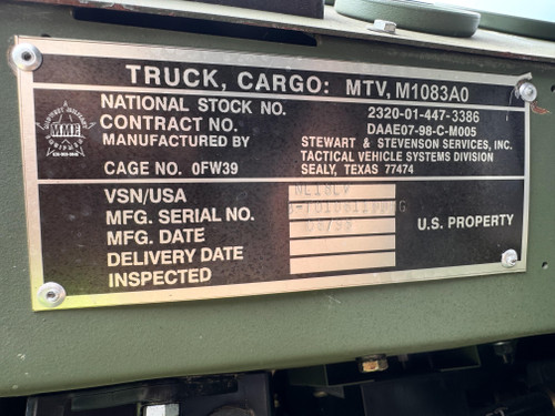 1998 Stewart & Stevenson M1083 MTV 5 Ton 6 X 6 Military Cargo