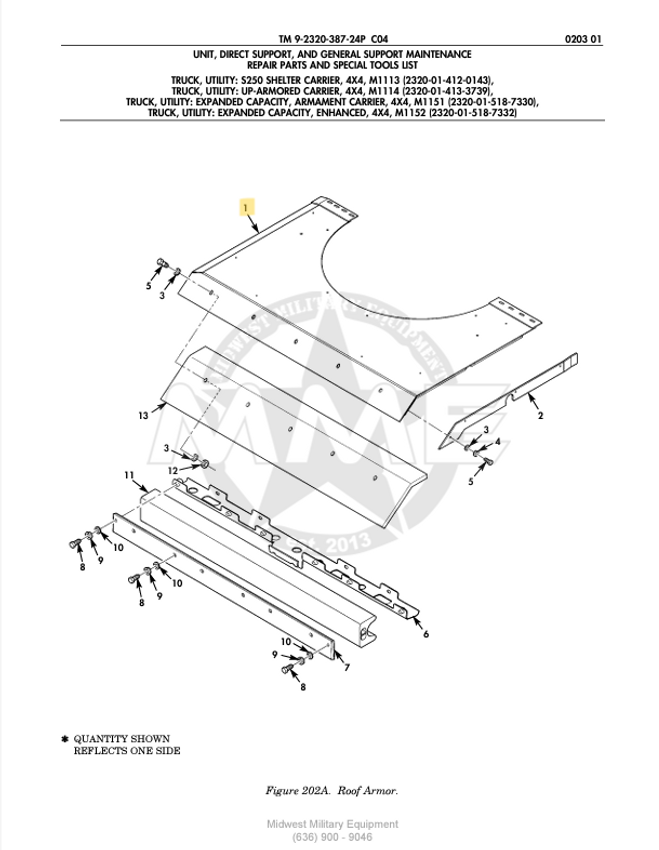 PANEL ASM ROOF ARMOR RH