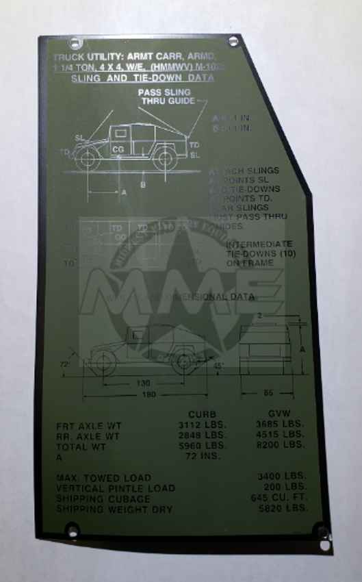 DECAL WEIGHT DIMEN DATA M966