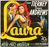 Laura L-R: Dana Andrews Gene Tierney 1944 Tm And Copyright ??20Th Century Fox Film Corp. All Rights Reserved./Courtesy Everett Collection Movie Poster Masterprint - Item # VAREVCMCDLAURFE008H