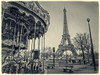 Carousel with the Eiffel tower in the background Poster Print by  Assaf Frank