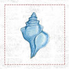 Navy Conch Shell on Newsprint with Red Poster Print by Emily Adams - Item # VARPDX23554