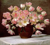 Tulips In a Vase on a Draped Table Poster Print by  Peter Johan Schou - Item # VARPDX268525