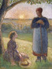 Country Women Chatting Sunset Eragny Poster Print by  Camille Pissarro - Item # VARPDX265348