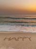 Sand writing - Word Happy written on beach Poster Print by  Assaf Frank - Item # VARPDXAF20150525005