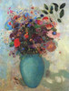 Flowers In A Turquoise Vase Poster Print by  Odilion Redon - Item # VARPDX374022