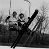 Two woman sitting ski lift  looking at camera and smiling Poster Print - Item # VARSAL255417769