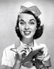 Studio portrait of waitress taking food order Poster Print - Item # VARSAL25511242