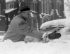 Man cleaning car of snow Poster Print - Item # VARSAL255421908