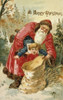Happy Christmas: Santa Putting Child In Sack  Nostalgia cards Poster Print - Item # VARSAL9801088