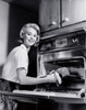 Portrait of a young woman putting meat into an oven Poster Print - Item # VARSAL25535510