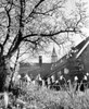 USA  New York State  New York City  Long Island  Easter Oyster Bay  Building with blooming daffodils Poster Print - Item # VARSAL255423128