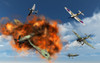 A Royal Air Force Supermarine Spitfire fighter aircraft attacking German Stuka dive bombers during the Battle of Britain Poster Print - Item # VARPSTMAS100706M